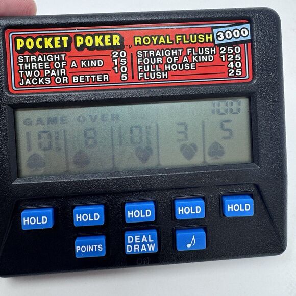 Vintage Radica Pocket Poker Model 1310 Hand Held Card Game Video Poker WORKS! - Picture 5 of 5